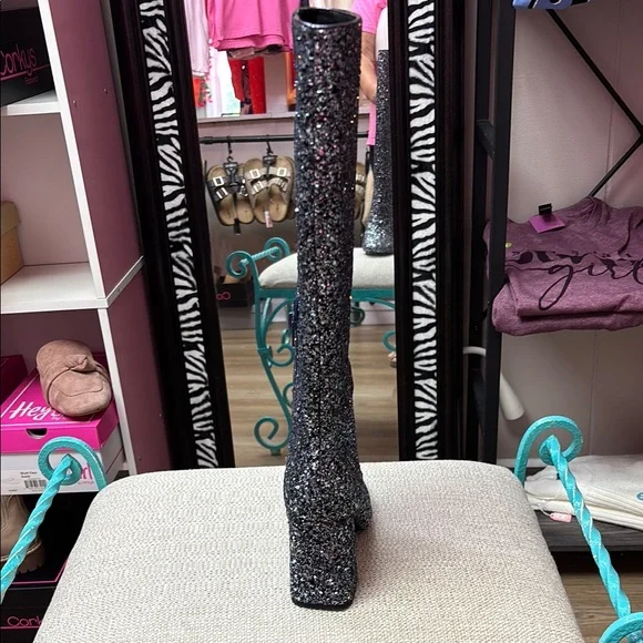 Corkys Silver and Blue Heeled Boots - Picture 3 of 4